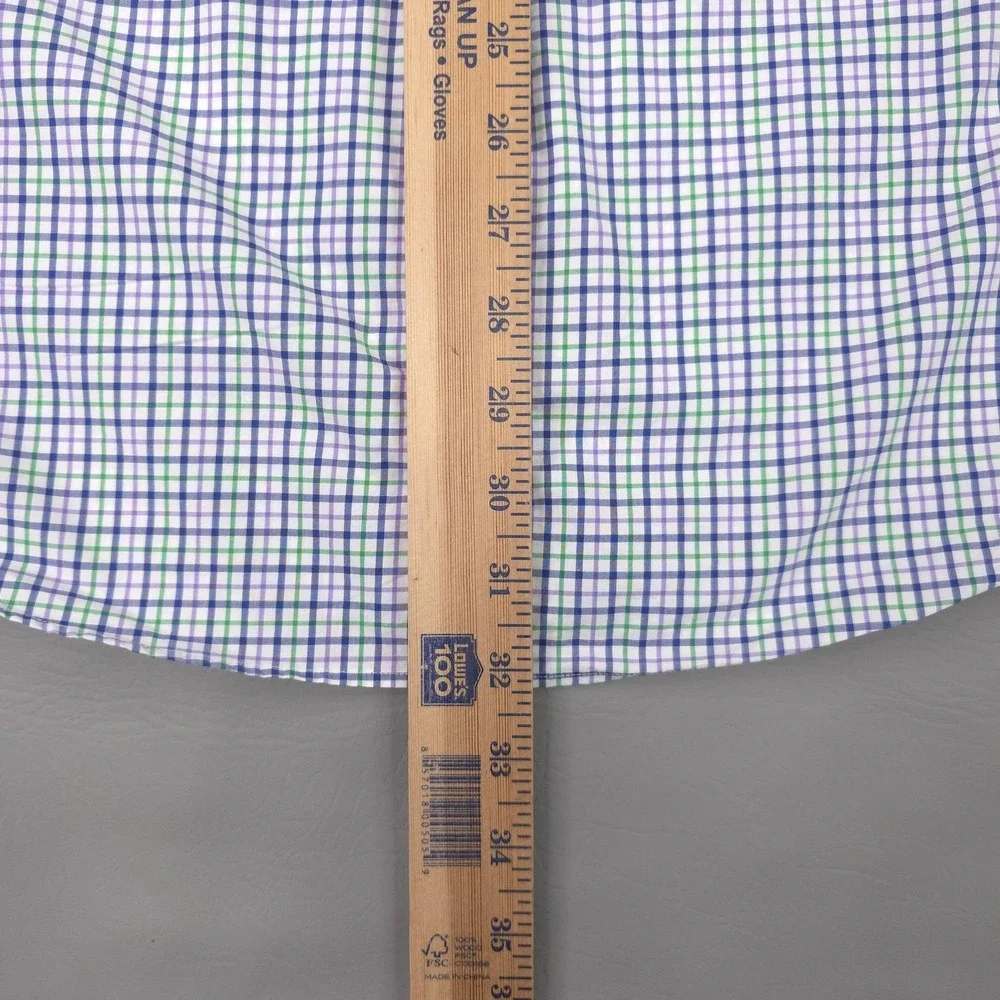 Ralph Lauren Shirt Mens Large Blue Green Check Long Sleeve Button Down Cotton